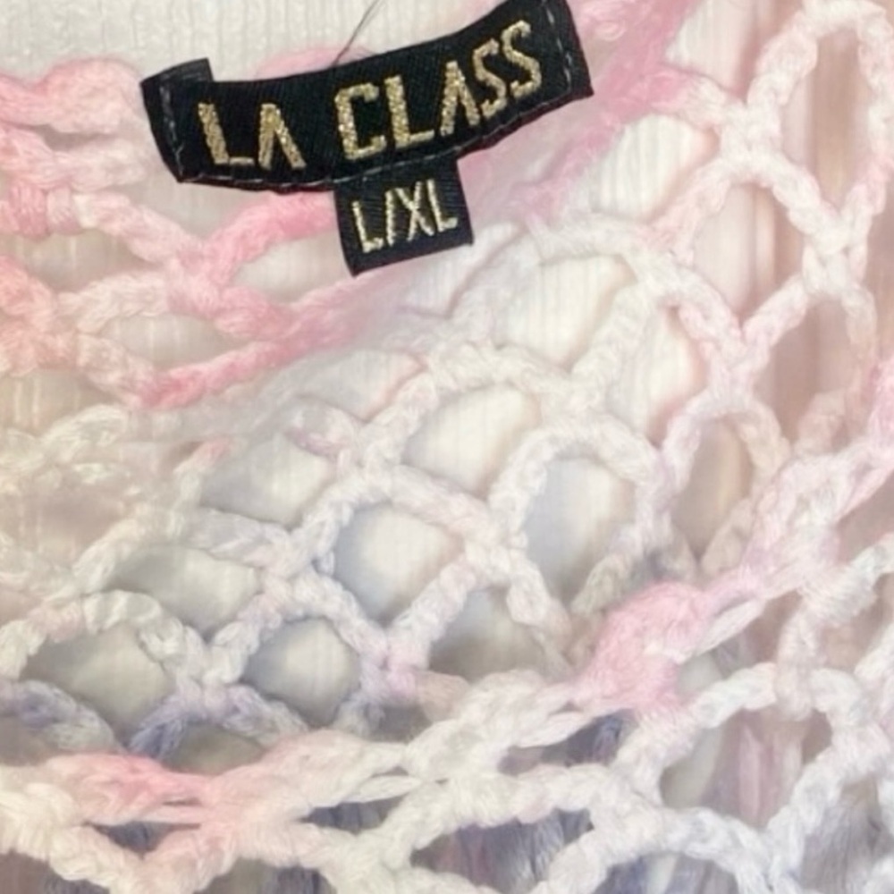 LA CLASS Tie Dye Crochet Beach Coverup Tunic Size L/XL - Picture 4 of 6